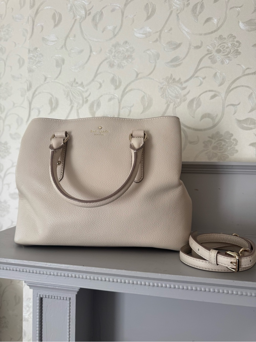 kate spade Cream Leather Satchel with Strap